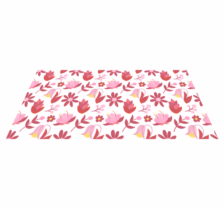 Tapis vinyle plantes art populaire polonais rouge - TenStickers