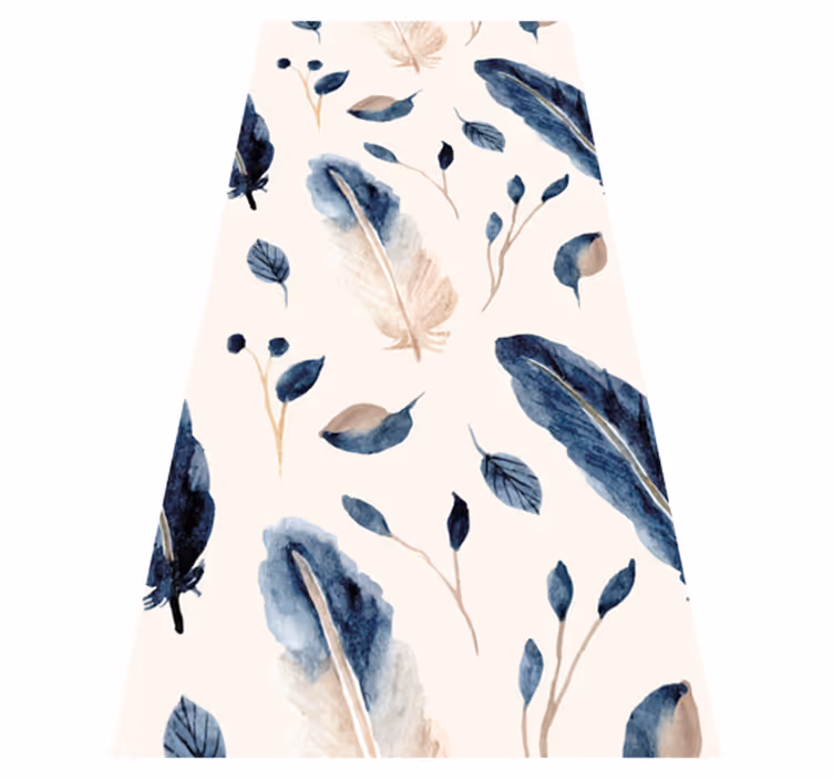 Tapis vinyle plantes feuilles et plumes volantes - TenStickers
