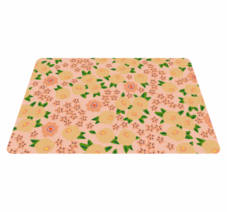 Tapis vinyle plantes motif floral original pêche - TenStickers