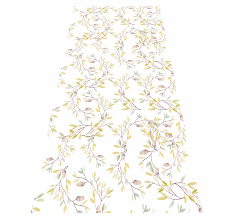 Tapis vinyle plantes motif feuilles vertes aquarelle - TenStickers