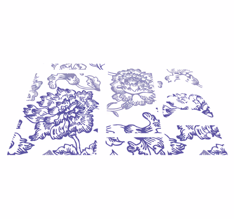 Tapis vinyle plantes motif floral violet doux - TenStickers