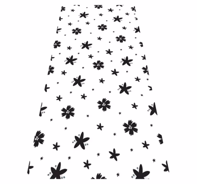 Tapis vinyle plantes motif floral noir et blanc - TenStickers