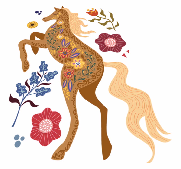 Tapis vinyle plantes illustration de cheval sauvage - TenStickers