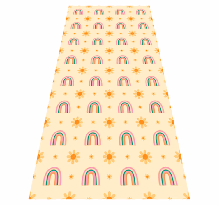 Tapis vinyle plantes fleurs et arc-en-ciel - TenStickers