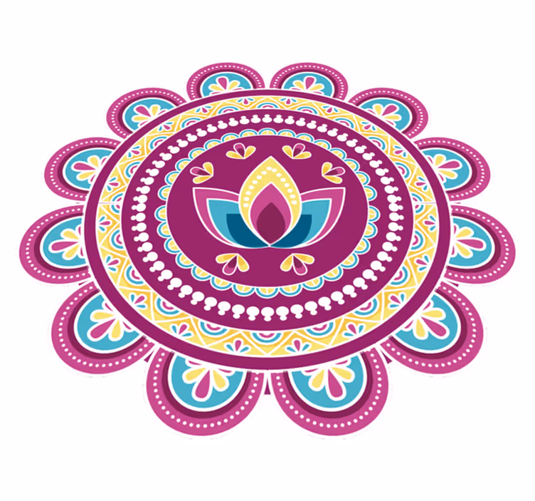 Tapis vinyle plantes mandala de lotus coloré - TenStickers