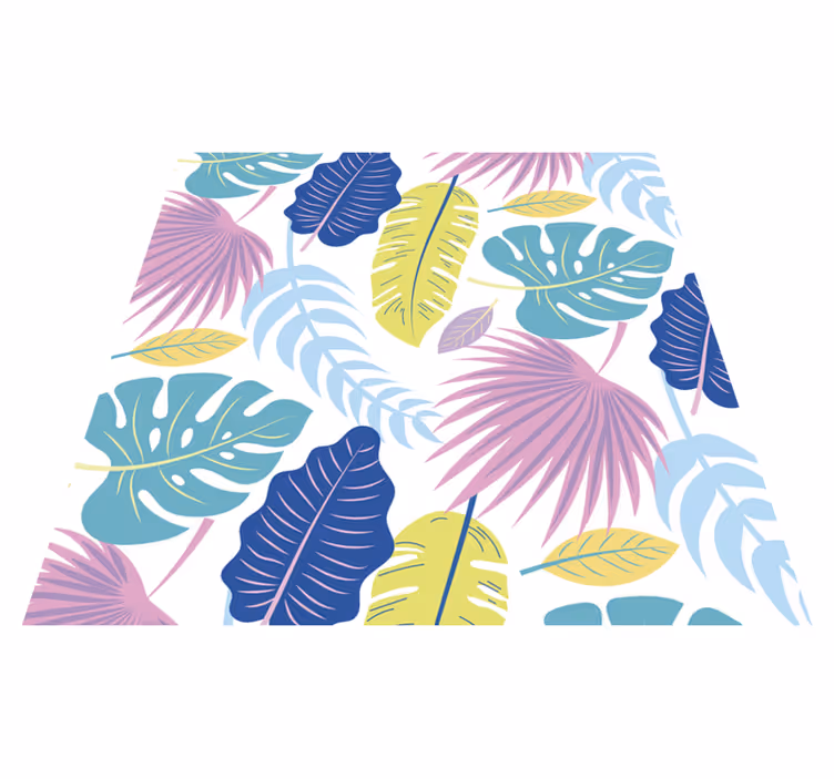 Tapis vinyle plantes motifs de feuilles colorées - TenStickers