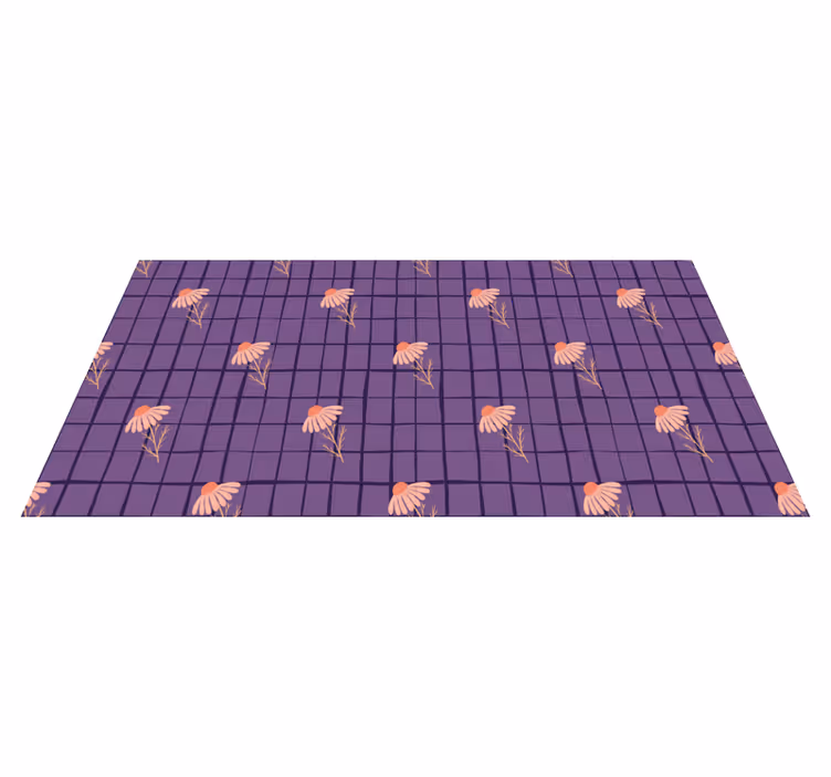 Tapis vinyle plantes motif floral violet - TenStickers