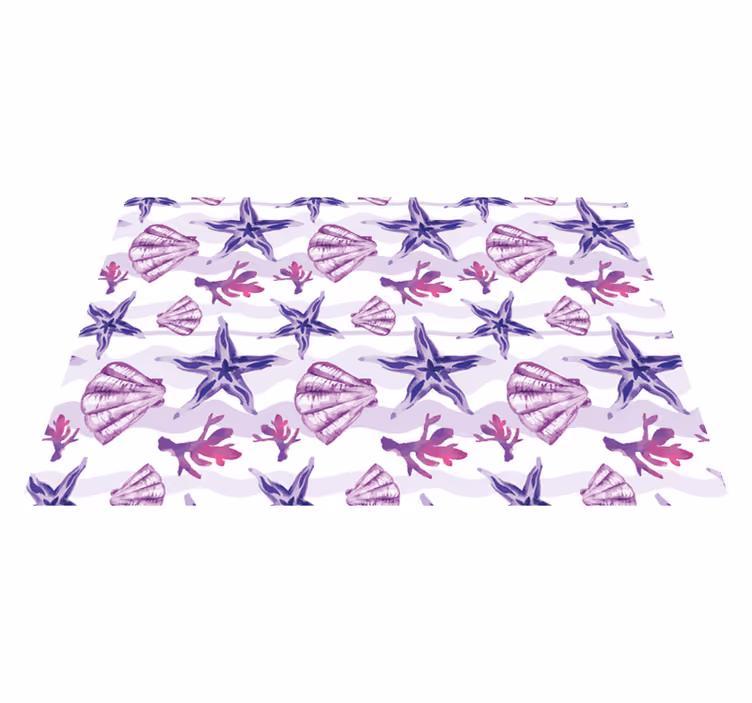 Tapis vinyle plantes motif coquillages coralliens - TenStickers