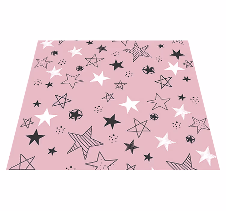 Tapis vinyle étoile motif rose et noir - TenStickers