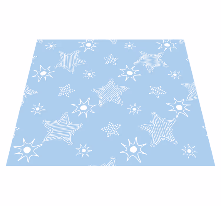 Tapis vinyle étoile étoiles blanches sur fond bleu - TenStickers