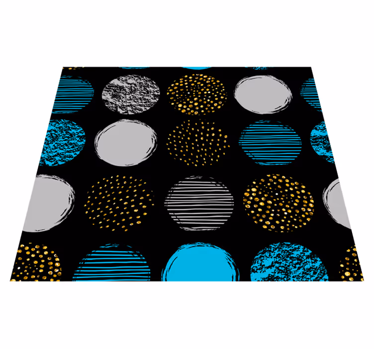 Tapis vinyle géométrique à pois sur fond noir - TenStickers