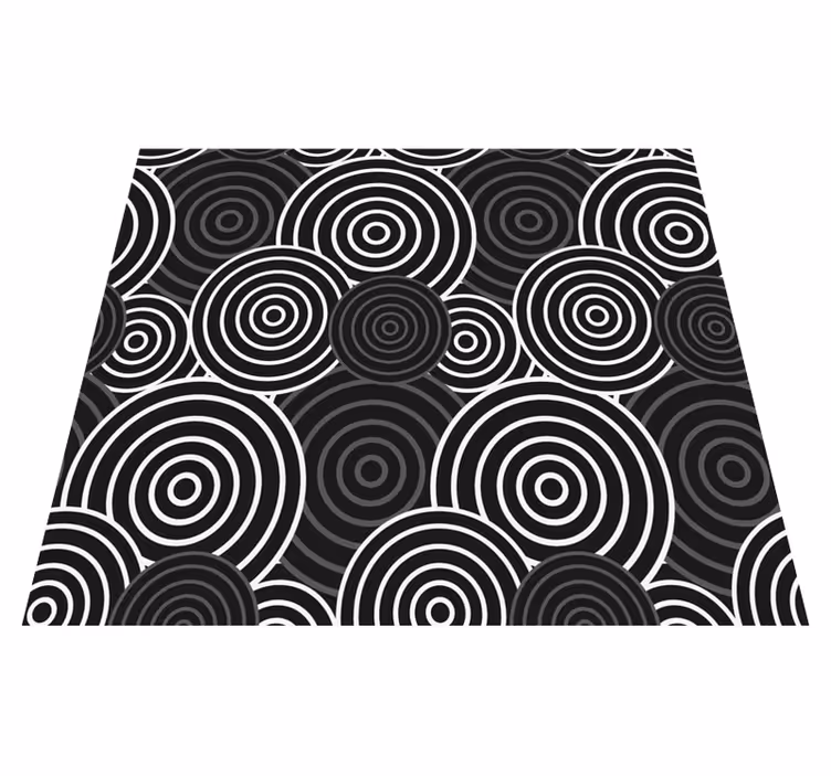 Tapis vinyle géométrique cercle noir sur fond - TenStickers