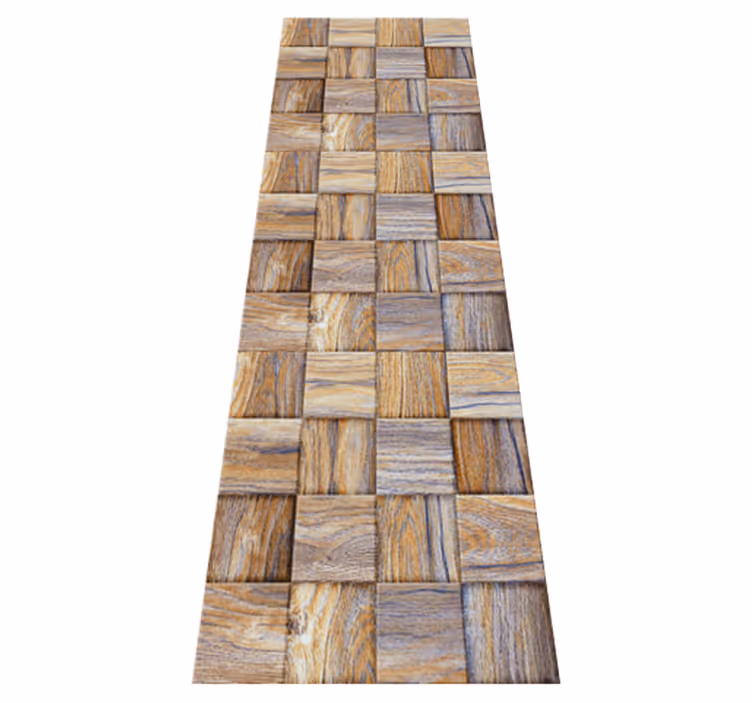 Tapis vinyle géométrique imitation mosaïque bois 80's - TenStickers