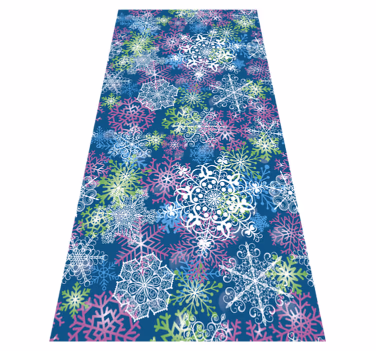 Tapis vinyle noël flocons lumineux sur fond bleu - TenStickers