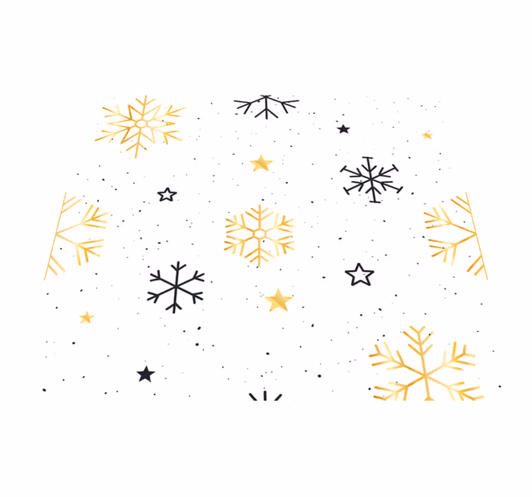 Tapis vinyle noël flocons noirs et dorés - TenStickers