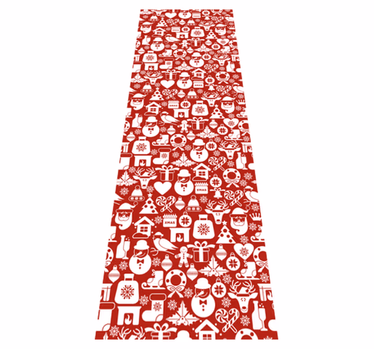 Tapis vinyle noël icônes de noël fond rouge - TenStickers