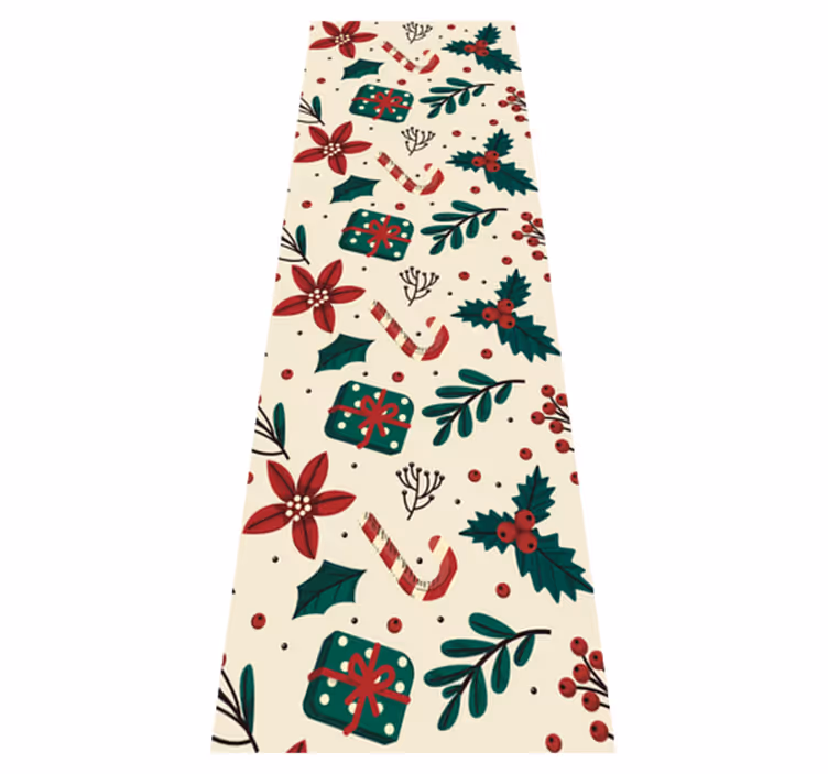 Tapis vinyle noël motif vintage rouge et vert - TenStickers