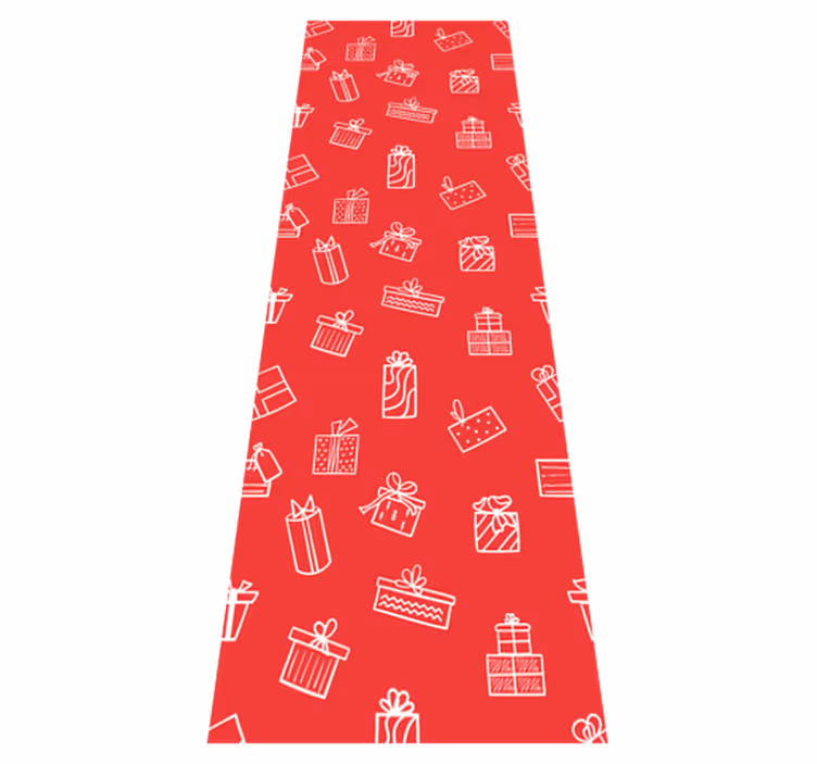 Tapis vinyle noël motifs cadeaux blancs fond rouge - TenStickers