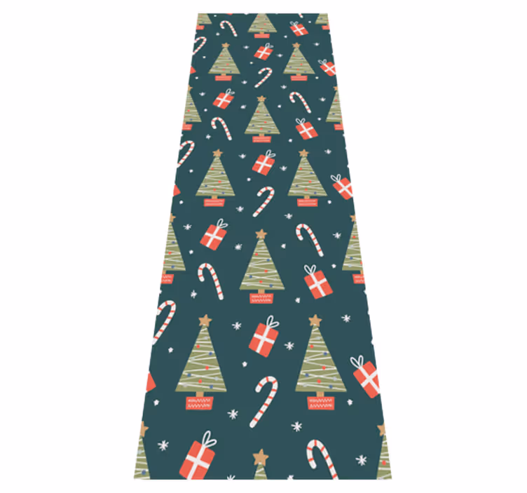 Tapis vinyle noël motif coloré avec arbres et cadeaux - TenStickers