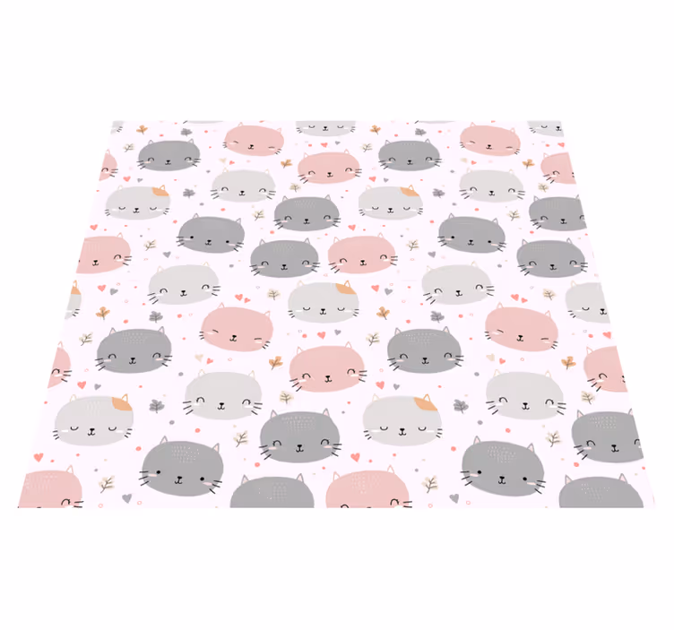 Tapis vinyle chambre jolis chatons gris et roses - TenStickers