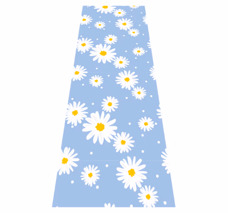 Tapis vinyle chambre fleurs blanches sur fond bleu - TenStickers