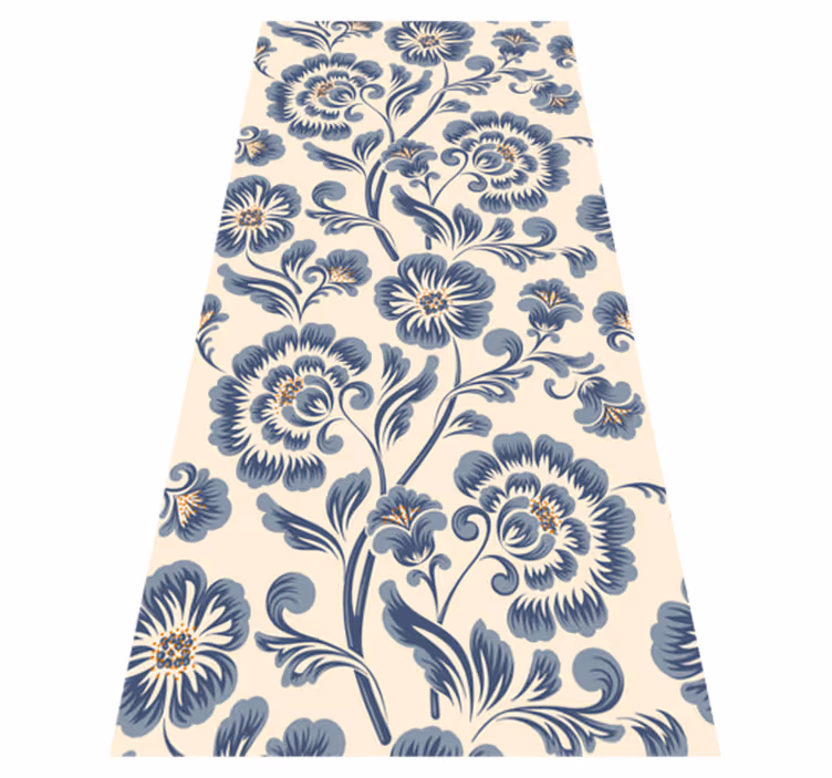 Tapis vinyle chambre style vintage floral bleu - TenStickers