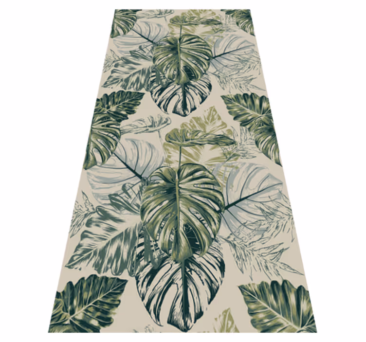Tapis vinyle chambre formes de monstera décolorées beige - TenStickers
