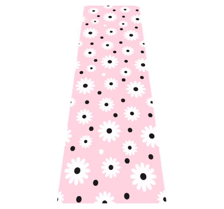 Tapis vinyle chambre motif fleurs pois noirs roses - TenStickers