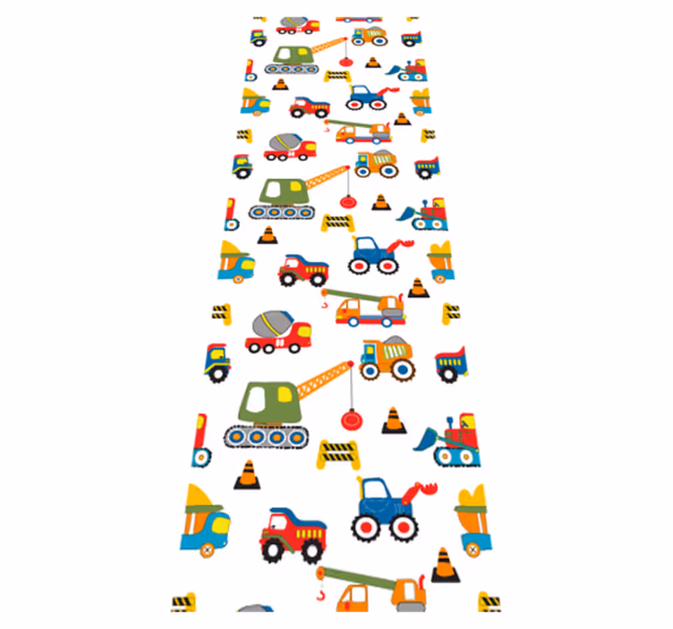 Tapis vinyle chambre avec des petits engins à l'œuvre - TenStickers
