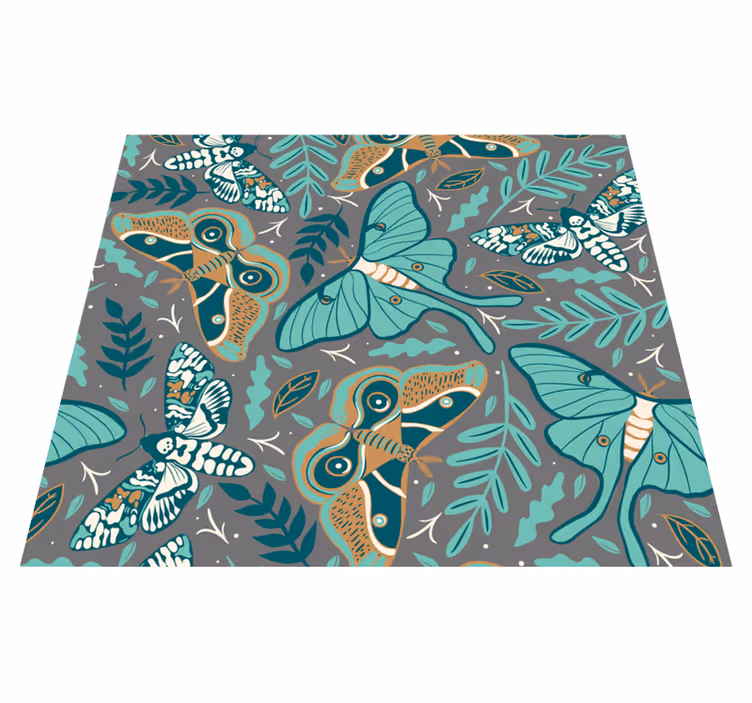 Tapis vinyle chambre papillons verts et bleus - TenStickers
