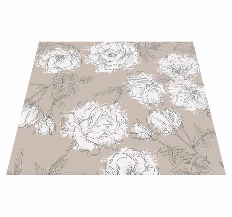 Tapis vinyle chambre style vintage pivoine - TenStickers