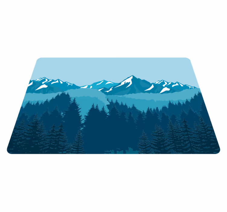 Tapis vinyle nature paysage bleu et vert complet - TenStickers