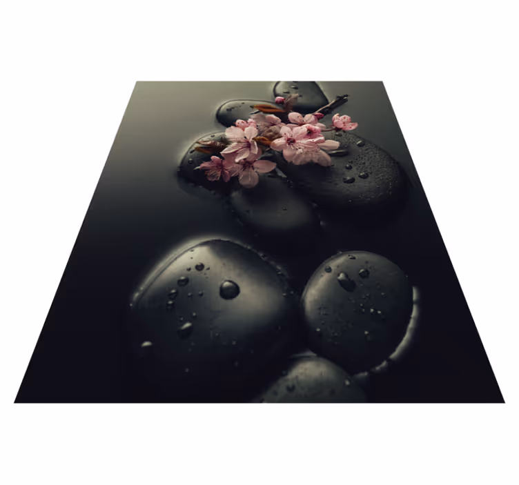 Tapis vinyle nature ambiance zen avec pierre toilette - TenStickers