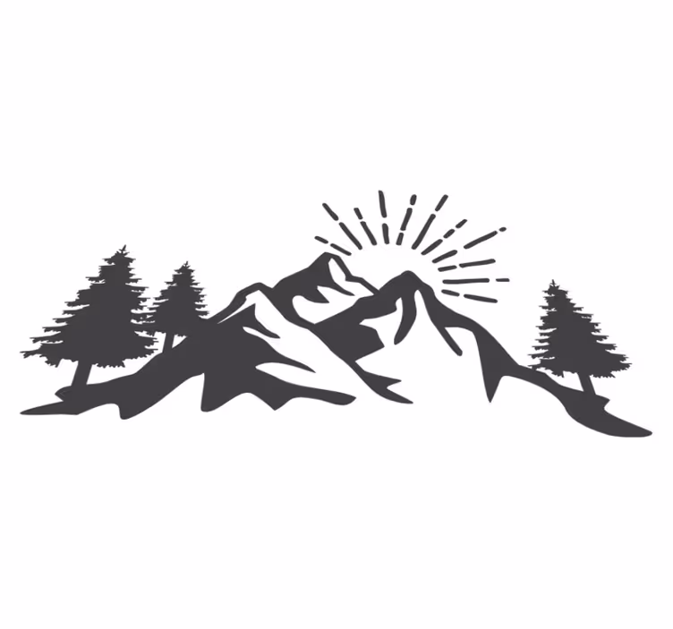 Tapis vinyle nature silhouette de montagne au soleil - TenStickers