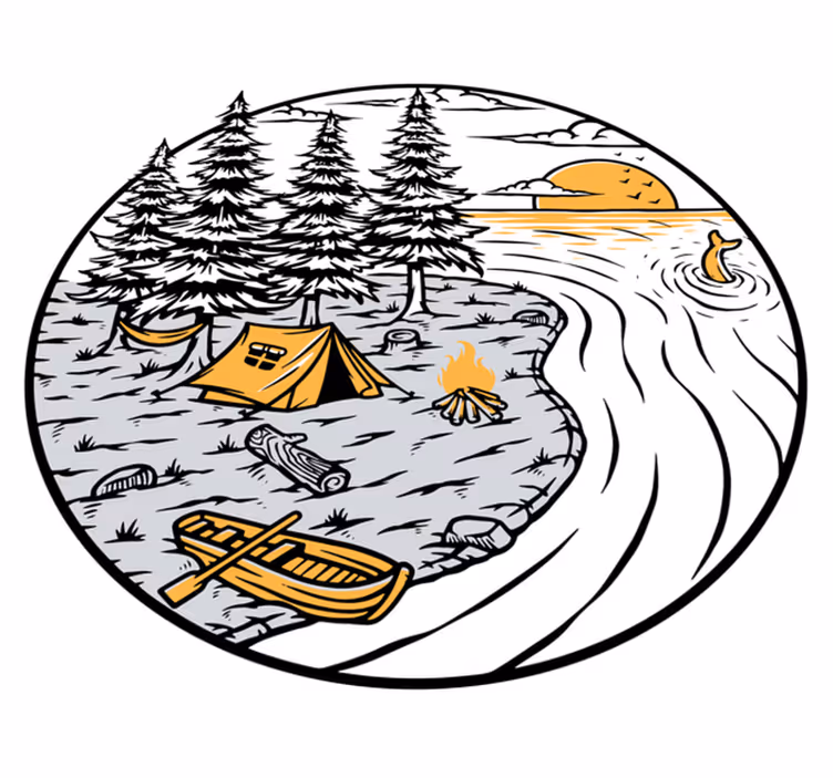 Tapis vinyle nature badge paysage jaune camping-car - TenStickers