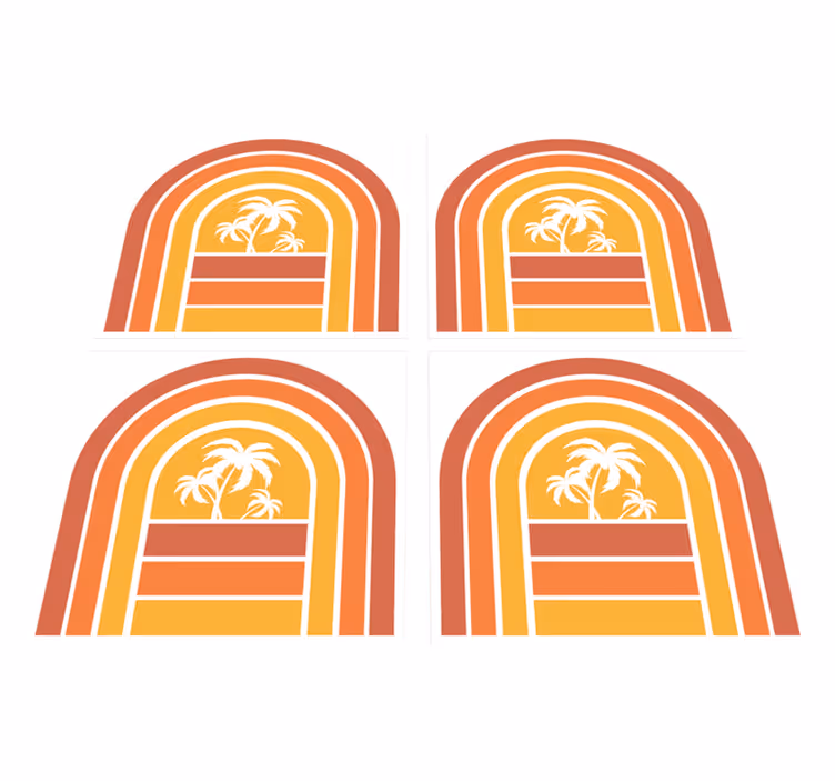 Tapis vinyle nature coucher de soleil et palmiers - TenStickers
