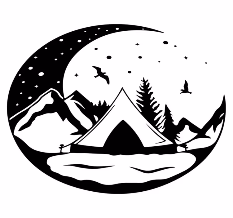 Tapis vinyle nature montagnes et lune nocturne - TenStickers