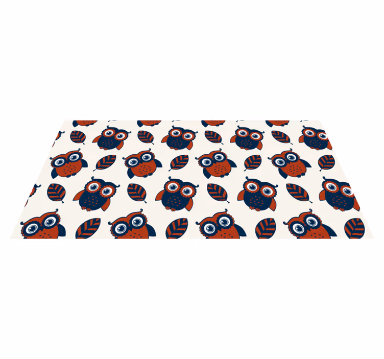 Tapis vinyle nature motifs hiboux rouges et bleus - TenStickers