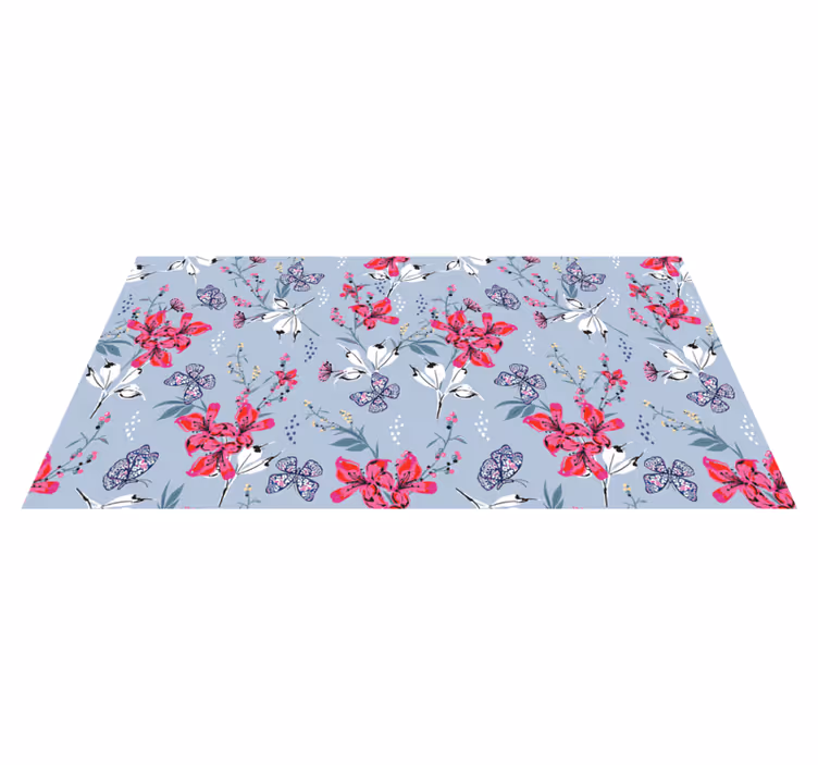 Tapis vinyle nature motif papillons floraux - TenStickers