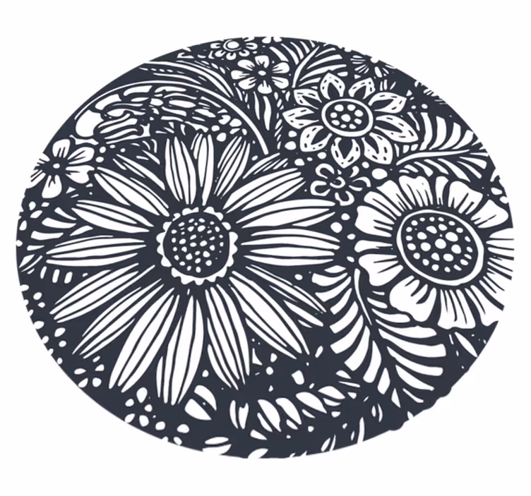 Tapis vinyle nature motif floral rond - TenStickers