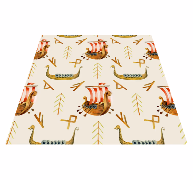 Tapis vinyle nature motif bateau viking - TenStickers