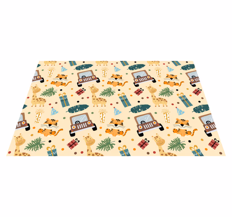 Tapis vinyle nature Éléments de safari ludiques - TenStickers