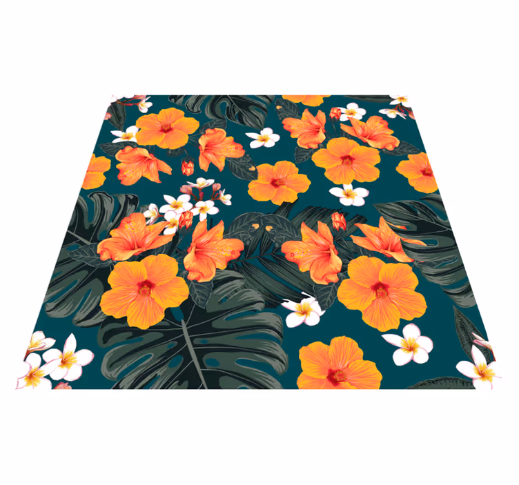 Tapis vinyle nature composition de fleurs exotiques - TenStickers