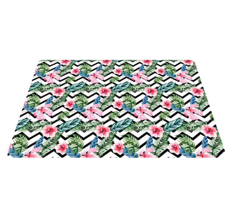 Tapis vinyle plantes lignes tropicales en zigzag - TenStickers