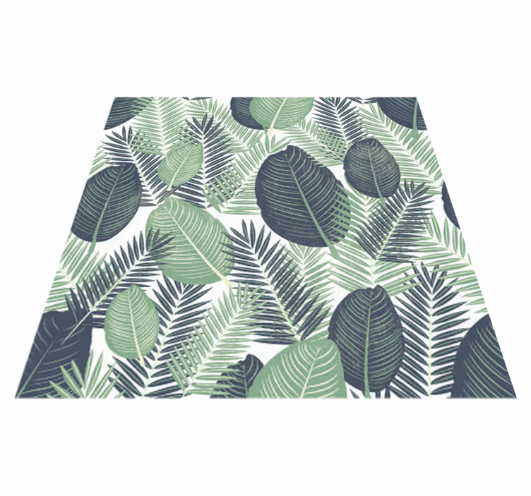 Tapis vinyle plantes feuilles de jungle vertes - TenStickers