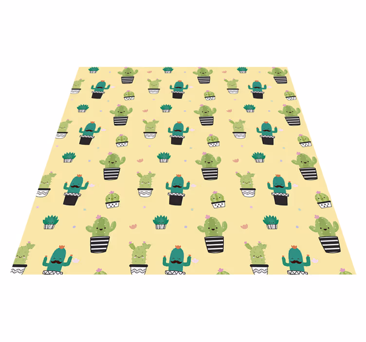 Tapis vinyle plantes cactus motif dessin - TenStickers