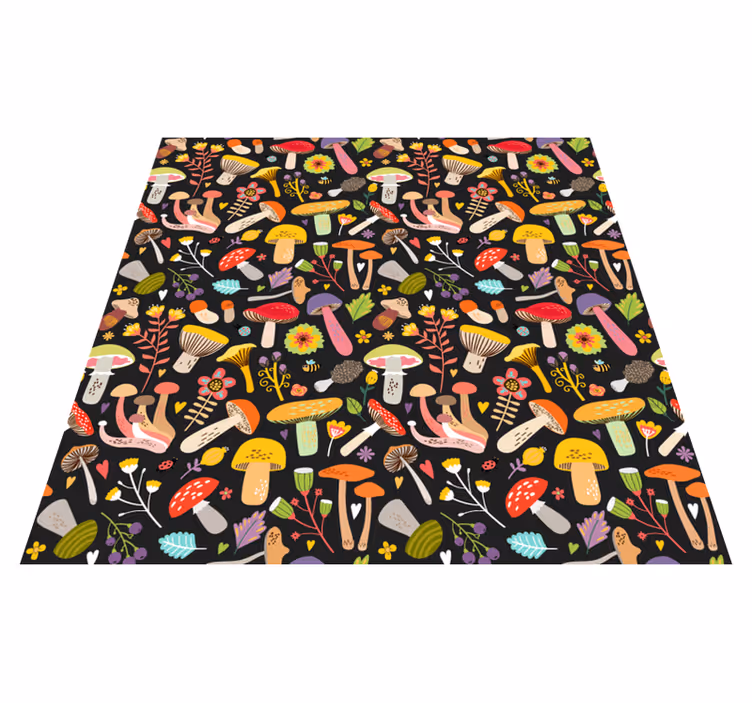 Tapis vinyle plantes motif champignons d'automne - TenStickers