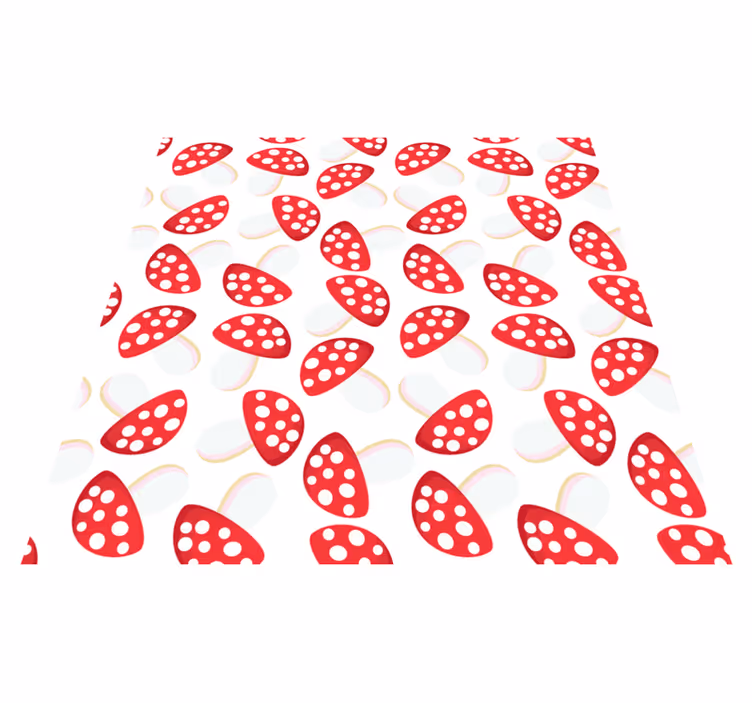 Tapis vinyle plantes champignons classiques fond blanc - TenStickers
