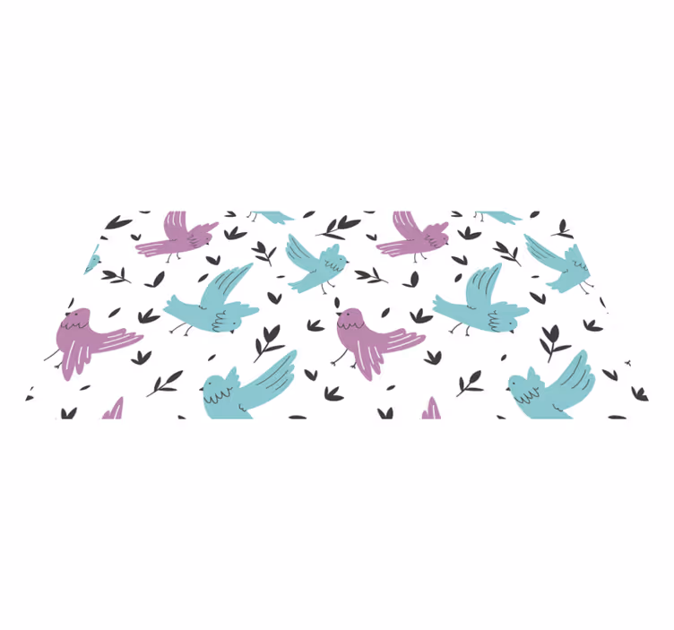 Tapis vinyle plantes oiseaux bleus et violets - TenStickers