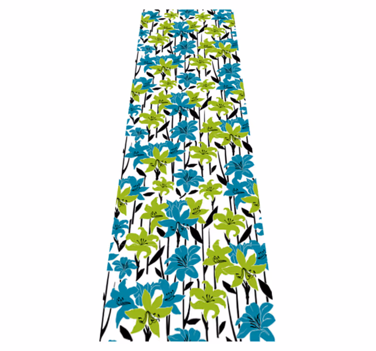Tapis vinyle chambre design pochoir fleurs - TenStickers